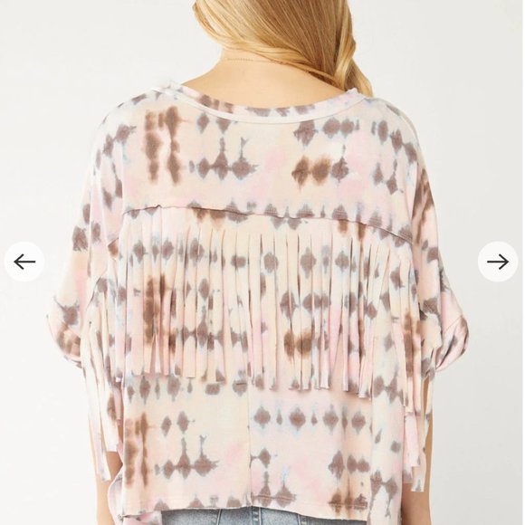 NWOT Entro Tie Dye Shirt with Fringe - Picture 2 of 9